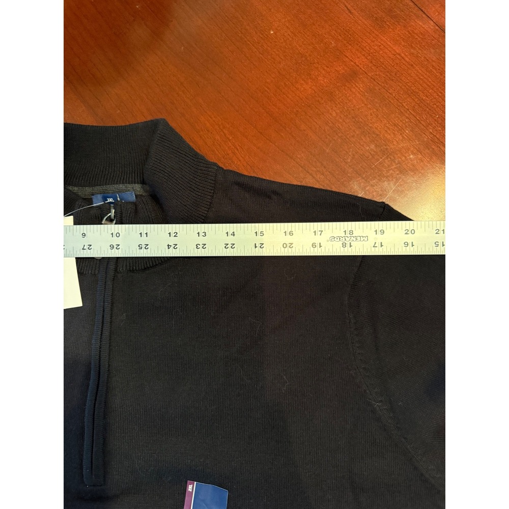 NWT GEORGE Men's black 2XL 1/4 Zip Pullover Long Sleeve Sweatshirt office party - Picture 6 of 8